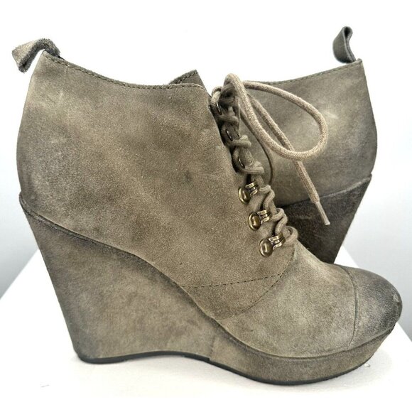 Diesel Womens Suede Ankle Booties Wedge Heel Stylish Lace Up Gray Sz US 9 EU 40 - Picture 4 of 13